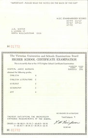 Higher School Certificate Examination result 1975, 1975