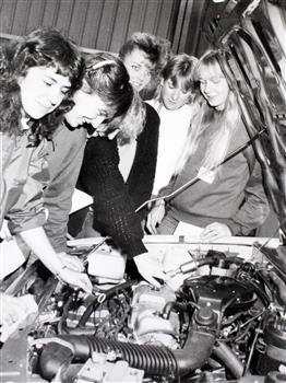 Photograph of students attending a try a trade session.