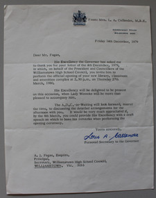 1979 - Governor thank you letter