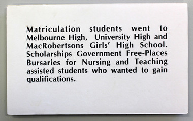 1950s Matriculation