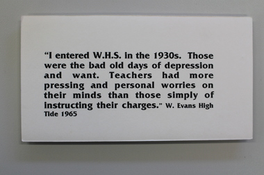 1930s W.Evans recollections