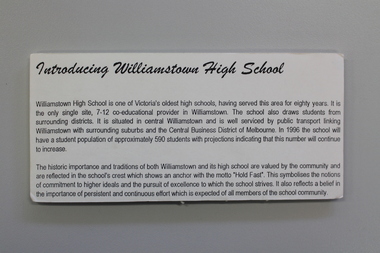 Introducing Williamstown High School