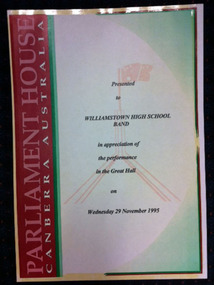 Parliament House certificate 1995