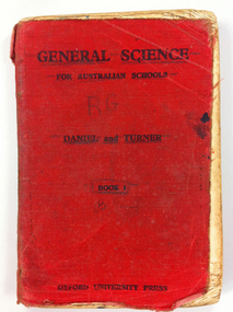 Science textbook 1947, General science for Australian schools, Book 1. By F. Daniel. Melbourne: Oxford University Press, 1944, 1944