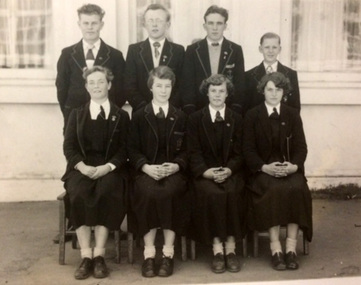 Black and white photograph of Williamstown High School school captains 1953