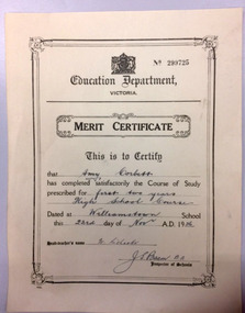Merit certificate 1936