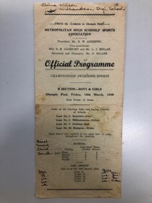 Official programme swimming carnival 1948