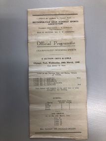 Swimming meet program 1948