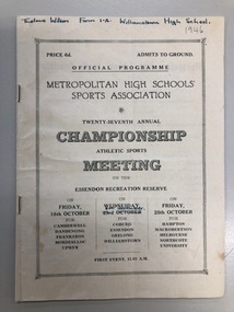 Athletics meet program 1946