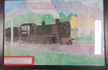 Pencil Drawing of Numurkah Railway Station & Walkbridge