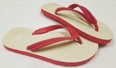 Red & white rubber thongs