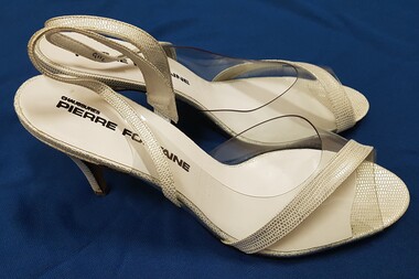 Ladies white & silver coloured high-heeled shoes