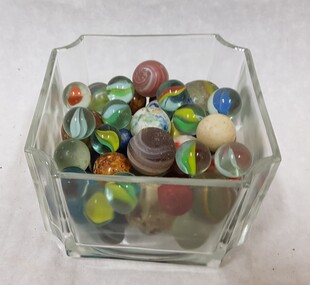 Glass container of Marbles
