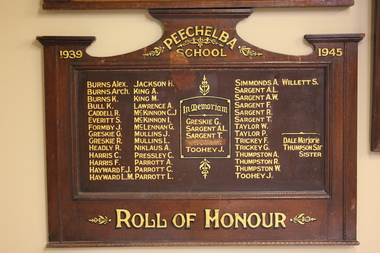 Honour Board, Peechelba School 1939-1945