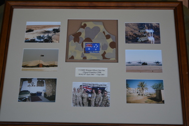Framed photographs and brassard, Wangaratta Picture Framers, IRAQ 2003