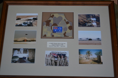Mixed media - Framed photographs and brassard, Wangaratta Picture Framers, IRAQ 2003