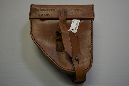 Tan leather case used to house clinometer