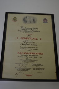 Certificate - Framed Certificate of Appreciation, 1946