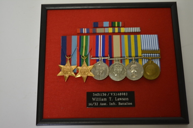 Framed medals, Private William T. Lawson