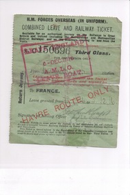 Ticket, Combined Leave and Railway, Unknown