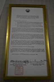 Framed document, Japanese Surrender