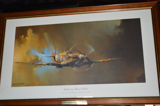 Framed colour print of airborne fighter plane