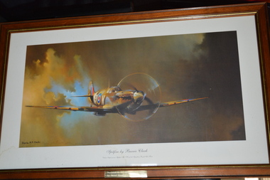 Framed colour print of airborne fighter plane