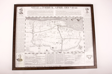 Framed poster of cartography and history of the Seige of Tobruk