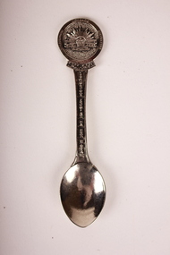Silver plated teaspoon with rising sun badge 