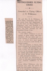 Newspaper cuttings x 2, J H Wilkinson