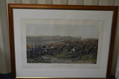 Framed print of mounted soldiers charging into battle