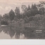 Postcard with a black and white photograph of  Park Lake and gardens in Creswick