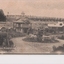 Postcard of two buildings with trees behind and circular driveway in front