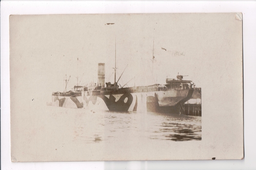 Faded photograph of war ship