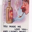 Man with big moustache smoking a pipe looking at large bottle of beer