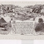 Black and white postcard with verse between two ovals containing a scene all beneath ornate scroll 