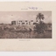 Postcard depicting image of large rectangular building with lake and palm tree