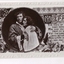 Postcard depicting flowers and poem with male and female embracing contained in a circle.