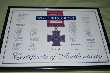 Certificate - Framed Certificate of Authenticity
