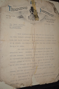 Cream coloured paper letter with black type below letterhead.