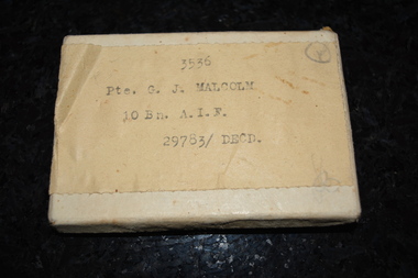 Medal - Box containing Medal, Pte G J Malcolm 3536
