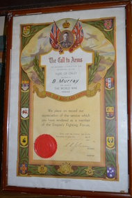 Framed Certificate, B Murray
