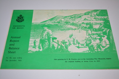 Booklet, Wangaratta Sub Branch - Annual Report and Balance Sheet