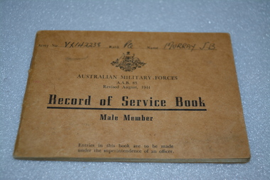 Book - Record of Service, Private J. B. Murray
