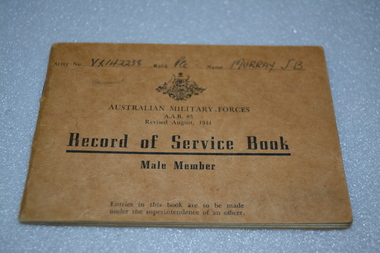 Book - Book - Record of Service, Private J. B. Murray