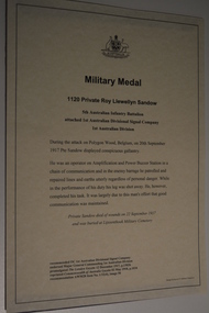 Document - Citation, Military Medal