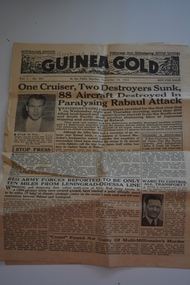 Four page cream coloured newspaper with black print and photographs.