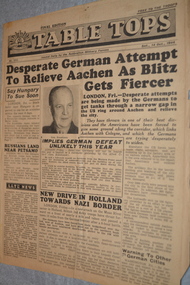 Four page cream coloured newspaper with rising sun badge top left corner of heading 