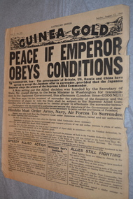 Two page cream coloured newspaper with black print.
