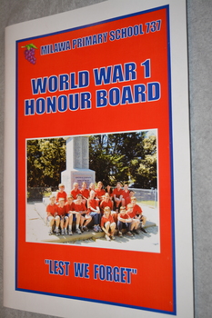 Book produced by Milawa Primary School 737 about World War One Honour Board